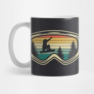 Retro Sunset Snowboarding Goggles Mug